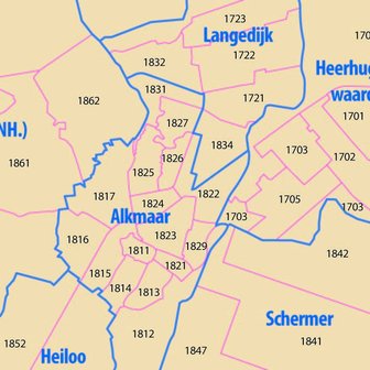 Digitale postcodekaart Noord-Holland (4-cijferig)