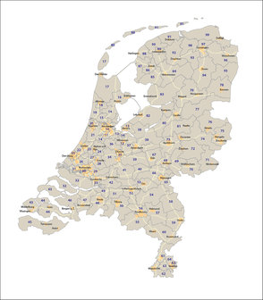 Nederland postcodekaart (2-cijferig)