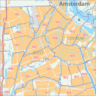 Amsterdam, postcodekaart (4-cijferig)