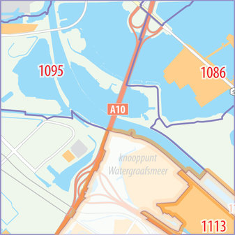 Wandkaart met postcodegebieden van de gemeente Amsterdam (4-cijferig)