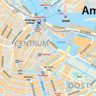 Wandkaart van de gemeente Amsterdam