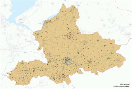 Digitale postcodekaart Gelderland (4-cijferig)