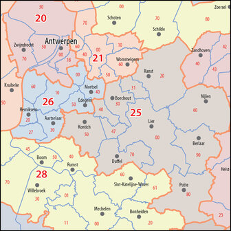 Digitale postcodekaart Belgi&euml; (4-cijferig)