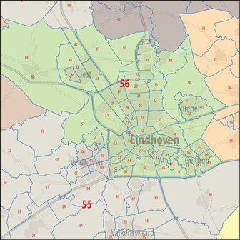 Digitale postcodekaart Noord-Brabant (4-cijferig en 2-cijferig)