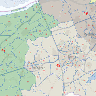Digitale postcodekaart Noord-Brabant (4-cijferig en 2-cijferig)