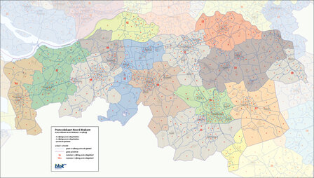 Digitale postcodekaart Noord-Brabant (4-cijferig en 2-cijferig)