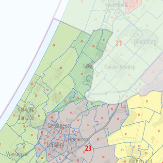 Digitale postcodekaart Zuid-Holland (4-cijferig)