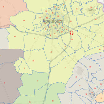 Digitale postcodekaart Gelderland (4-cijferig en 2-cijferig)