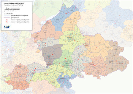 Digitale postcodekaart Gelderland (4-cijferig en 2-cijferig)
