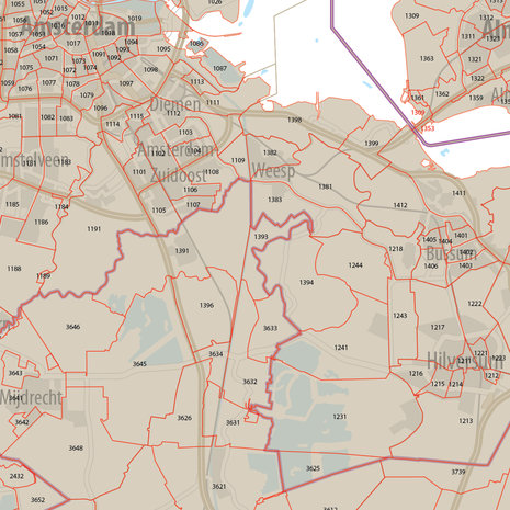 Digitale postcodekaart Randstad (4-cijferig)