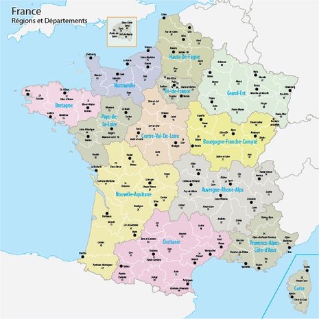 Frankrijk, régio's en departementen