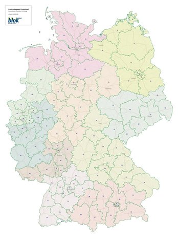 Duitsland postcodekaart (2-cijferig)