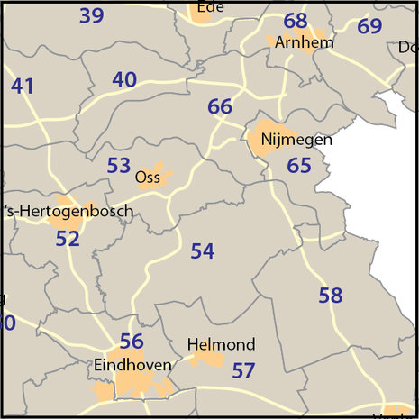 Nederland postcodekaart (2-cijferig)