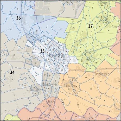 Digitale postcodekaart Nederland (4-cijferig)