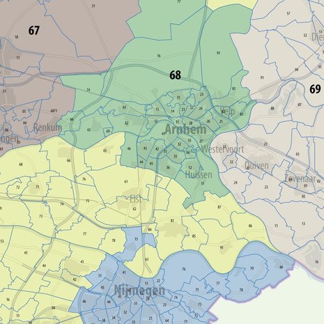 Digitale postcodekaart Nederland (4-cijferig)