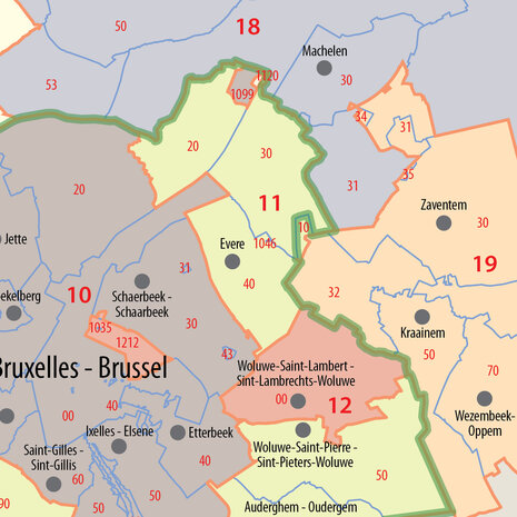 Digitale postcodekaart Belgi&euml; (4-cijferig)