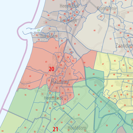 Digitale postcodekaart Noord-Holland (4-cijferig)