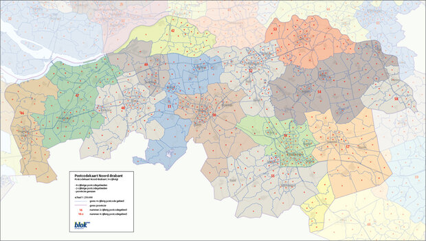 Digitale postcodekaart Noord-Brabant (4-cijferig en 2-cijferig)