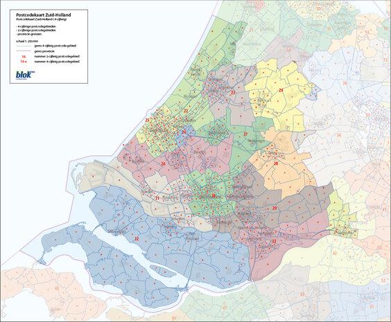 Digitale postcodekaart Zuid-Holland (4-cijferig)