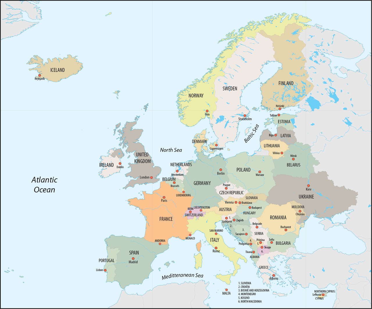 Smeren vegetarisch Ban digitale staatkundige kaart van Europa - kaart-plattegrond